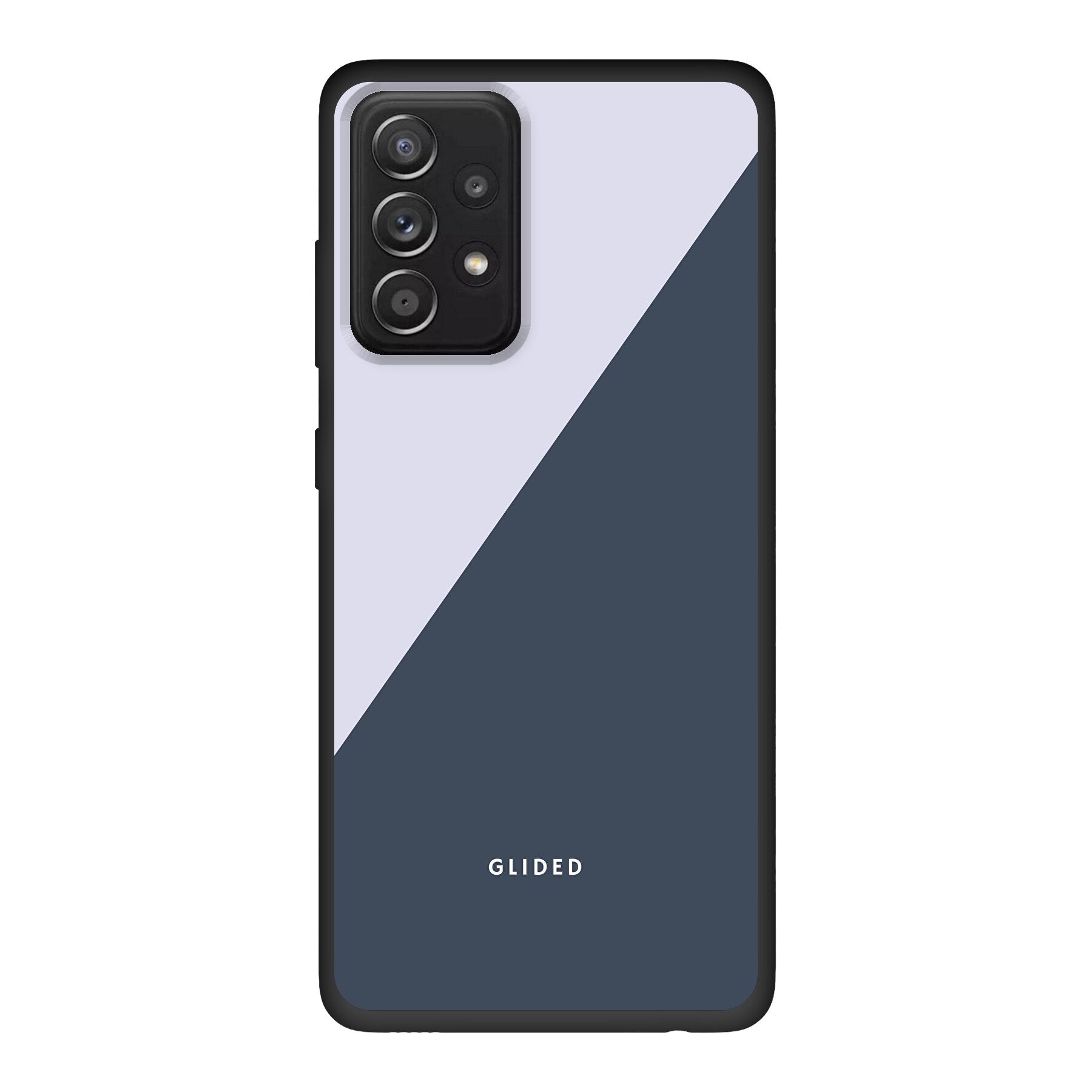 Edge Handyhülle für Samsung Galaxy A52 in Grau und Weiß, elegant und modern mit präzisen Aussparungen.